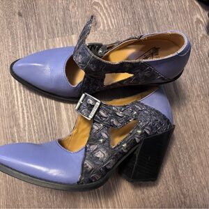 John Fluevog Purple and Black Heels size 7. Re-poshed